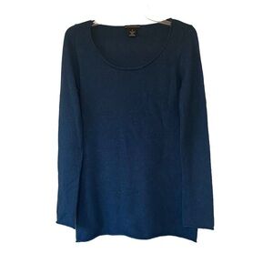 Sofia Cashmere Round Neck Teal Sweater Sz Small